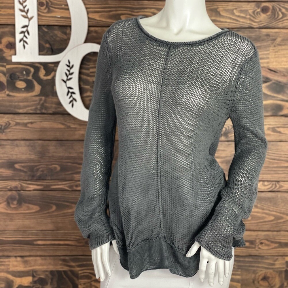Wooden Ships | Knitted Raw Edge Scoop Neckline Long Sleeve Sweater